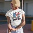 thumbnail image 2 of Peace, Love & Freedom, 90s Retro 4th of July Art Merch Gift, Tan T-Shirt, Small, 2 of 5