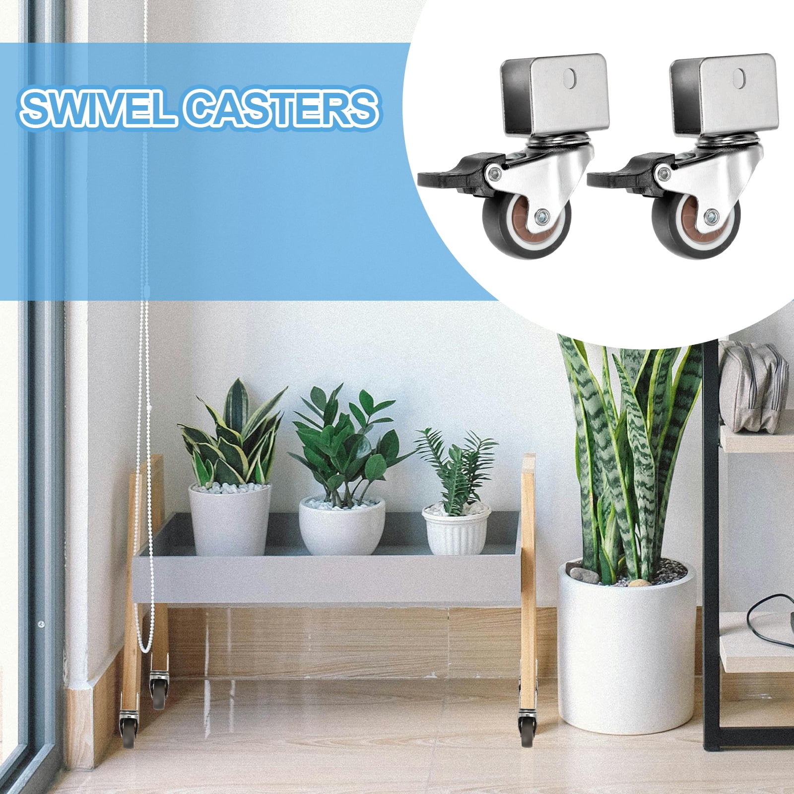 Uxcell Caster Wheels Swivel Casters for Furniture Office Chairs Carts with Break, 0.7" U Bracket 1.25"