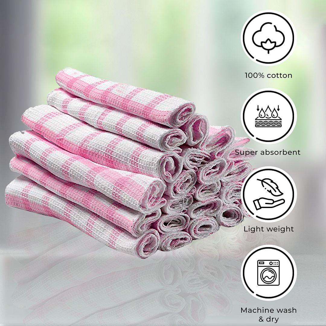 Pure Cotton Checkered Dishwashing Cloth Tea Towel Nylon Cleaning Brushes  for