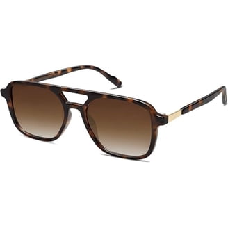 Retro Square Aviator Sunglasses Polarized Double Bridge Classic Shades Retro Square Aviator Sunglasses for Womens Mens Vintage 70s  main image 4