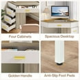 thumbnail image 4 of Corner Desk, Triangle Computer Desk with 4 Drawers, 90 Degree Writing Desk Makeup Vanity Desk, 4 of 6