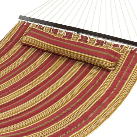 Best Choice Products Quilted Polyester Double Hammock with Detachable Pillow and Wood Spreader Bar, (Best Prices On Hammocks)