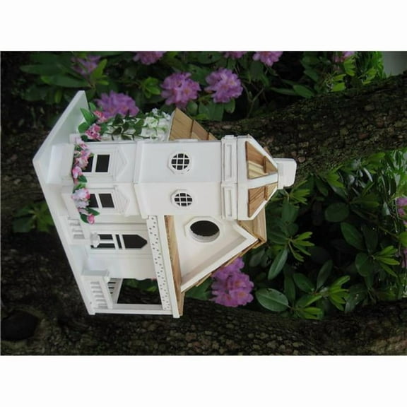 Home Bazaar  Fledgling Series Flower Pot Cottage Birdhouse - White - 9in. x 10in. x 9in.