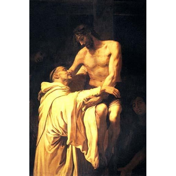 Christ Embracing St. Bernard-Fine Art Canvas Print (20" x 30")