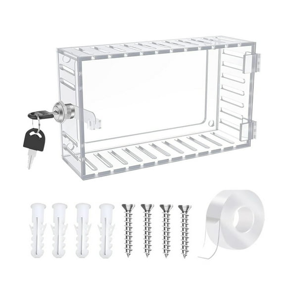 SharkTRUE ziertyon Clear Thermostat Lock Box with 2 Keys Home Apartment Office School Wall Mount Thermostat Cover Universal Large AC Thermostat Guard