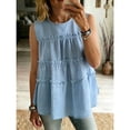 thumbnail image 2 of SwiftWear Women's Cute Ruffle Tank Top Crew Neck Cotton Linen Blend Summer Loose Sleeveless Top Casual Flowy Shirts, 2 of 6