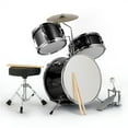 thumbnail image 3 of 14"x10" 3-Pieces Junior Kids Drum Set Kit Pedal Drum Stick Wrench Drum Stool Black, 3 of 12