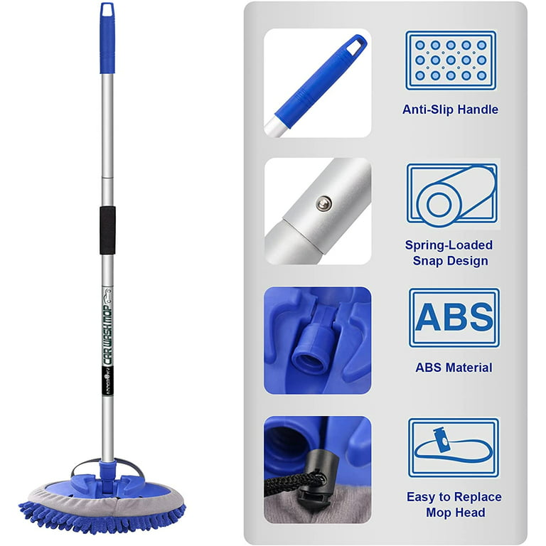 MATCC 62” Car Wash Brush with Long Handle Car Wash Mop Mitt Sponge Chenille  Microfiber Car Cleaning Supplies Tool…