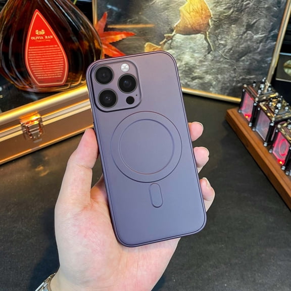 Magnetic For iPhone 12 Phone Case,Ultra Slim,with Lens Film,Compatible with Mag-Safe,Dropproof Heavy Duty Tough Rugged Shockproof Thin Fit Phone Case Cover for iPhone 12,Darkpurple