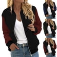 thumbnail image 6 of Futezty Zip Up Jacket for Women Lightweight Windproof Bomber Jackets Fashion Solid Baseball Coat Boyfriend Loose Fit Outerwear Casual Coat Stand Short Sports Outwear Zipper Tops Casual Daily Jackets, 6 of 6