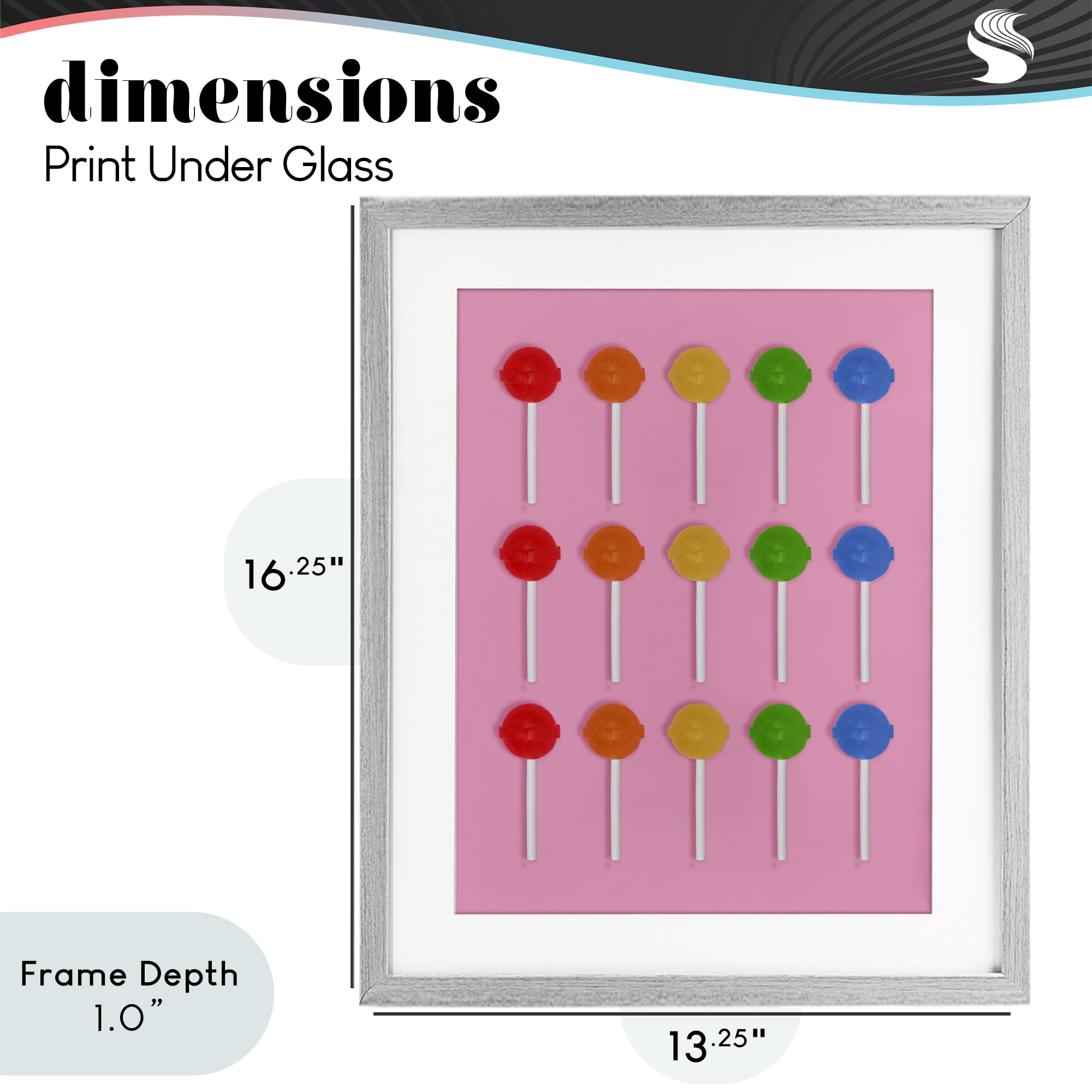 Stupell Industries Colorful Lollipop Grid Gray Framed Print Under Glass, design by LISH Creative
