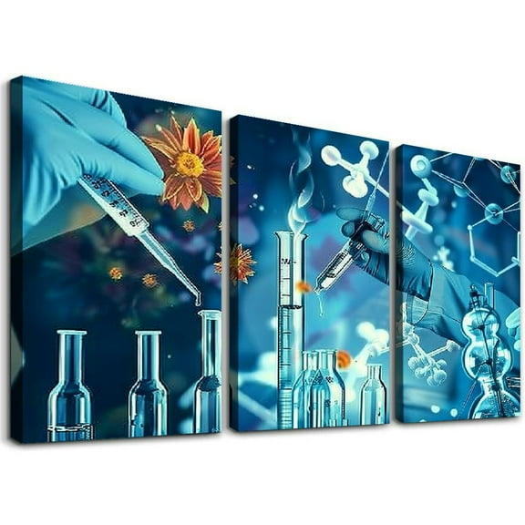 Ullo0ord Pieces Clinical Laboratory Canvas Wall Art Medicine and Biotechnology Wall Art for Living Room Wall Decor Modern Artwork Stretched and Framed Ready to Hang