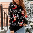 thumbnail image 2 of Suéter de punto de dibujos animados Kawaii para mujer, jersey de Elk Jacquard de Navidad, informal, de manga larga, holgado, Tops, otoño e invierno, 2023, 2 of 5