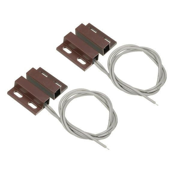Unique Bargains Magnetic Reed Switch, 2 Pack NO Wired Magnetic Contact Switch, Brown