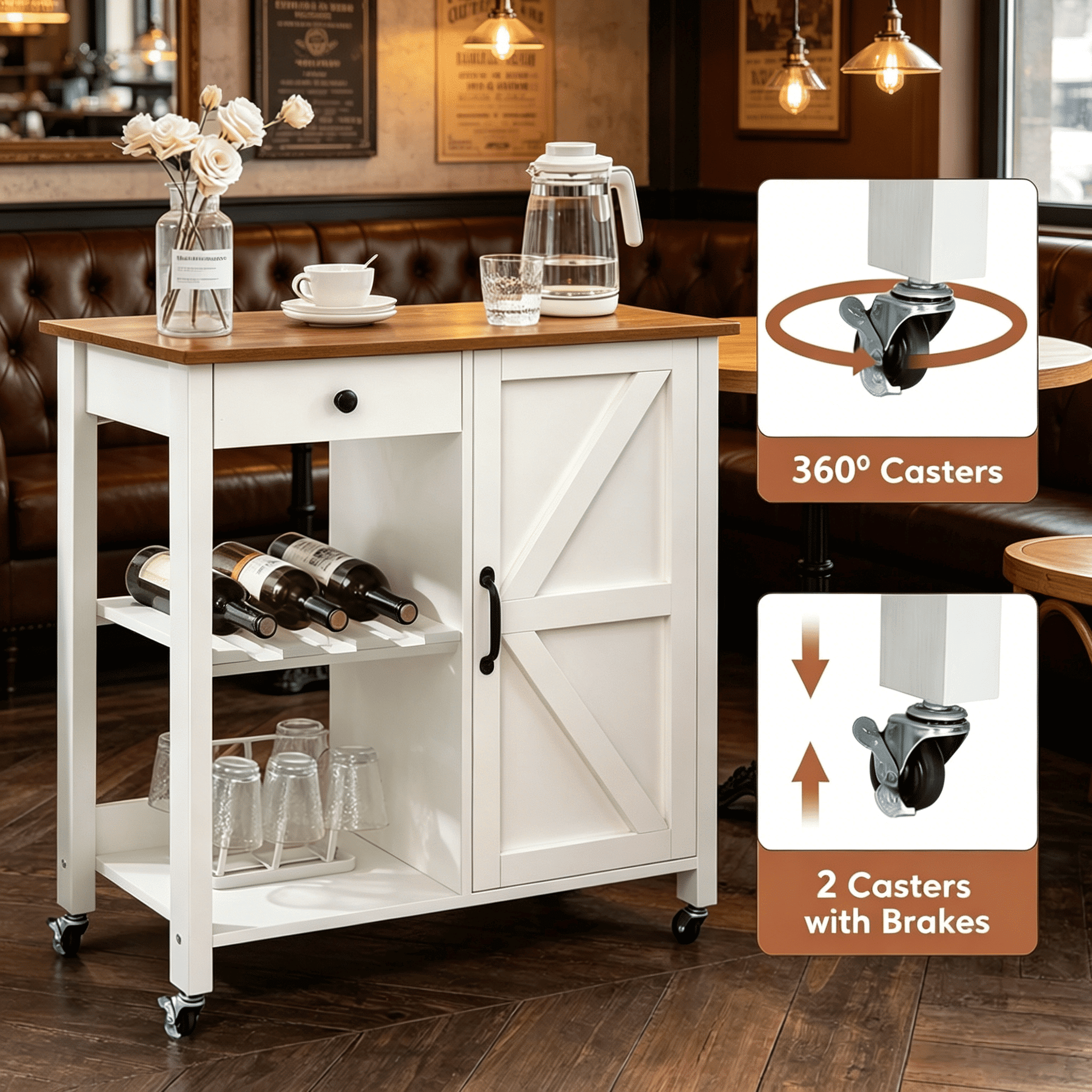 Hodedah Microwave Kitchen Cart, Grey-Oak - Walmart.com