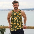 thumbnail image 6 of KLL Black Ink Green Plaid Sunflower Print Men's Muscle Gym Workout Stringer Tank Tops Bodybuilding Fitness T-Shirts Tank Tops Men-3X-Large, 6 of 7