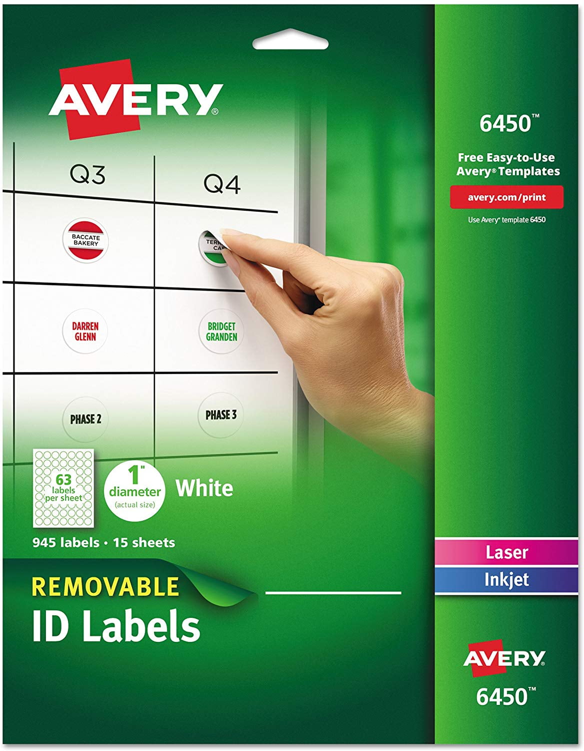 Removable Round Labels, 1-Inch Diameter, White, Pack of 945 (6450), Printable labels are great ...
