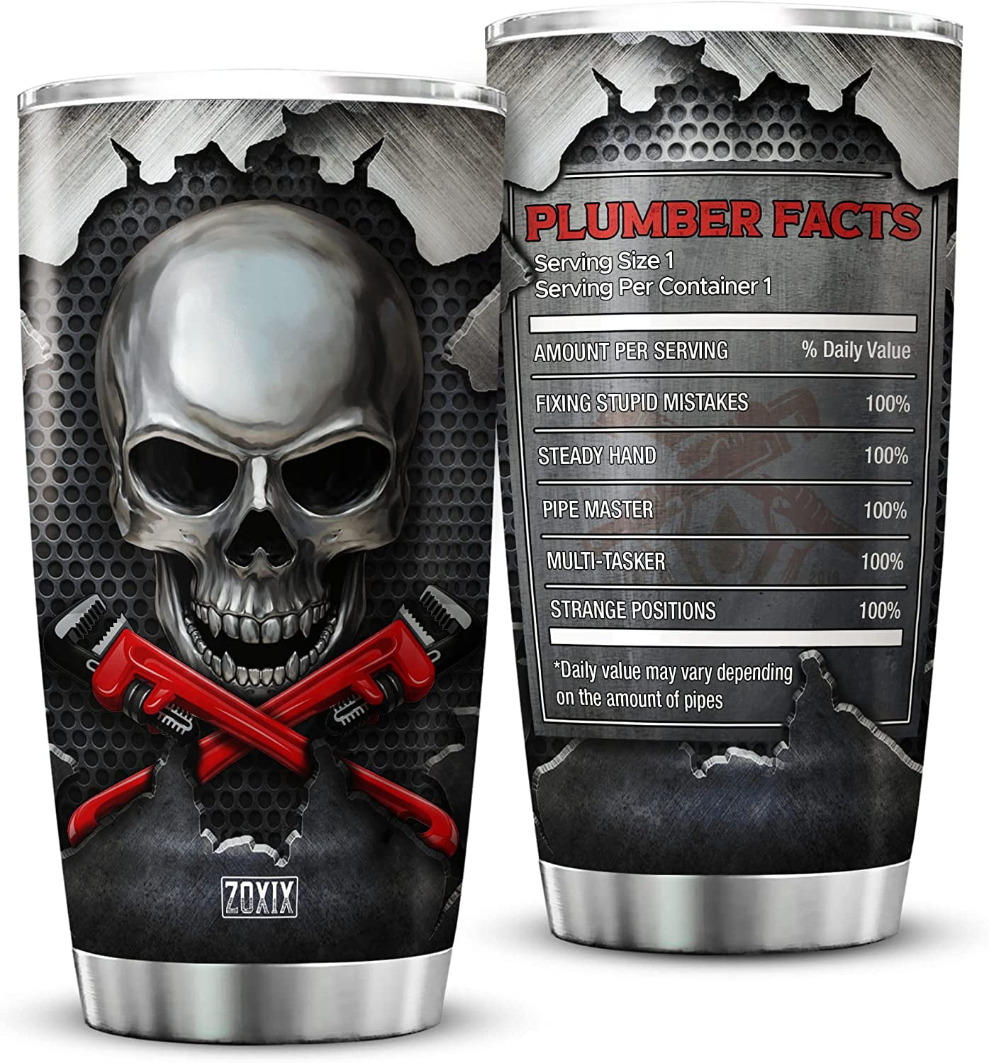 Plumber Facts Stainless Steel Coffee Tumbler For Plumbers Metal Style