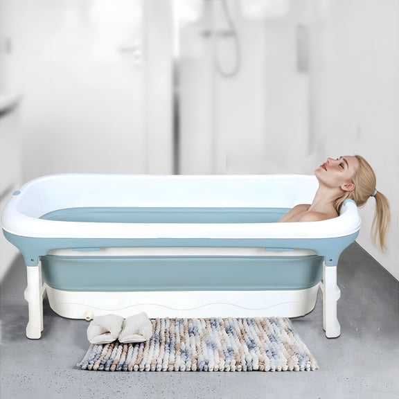 WETS 58/50/46 inch Foldable Bathtub, Portable Bathtub for Adult Kids, Large Collapsible Tub, Freestanding Surround Collapsible Bathtub, Effortless Folding Bathtub, Hot Bath, Ice Bath