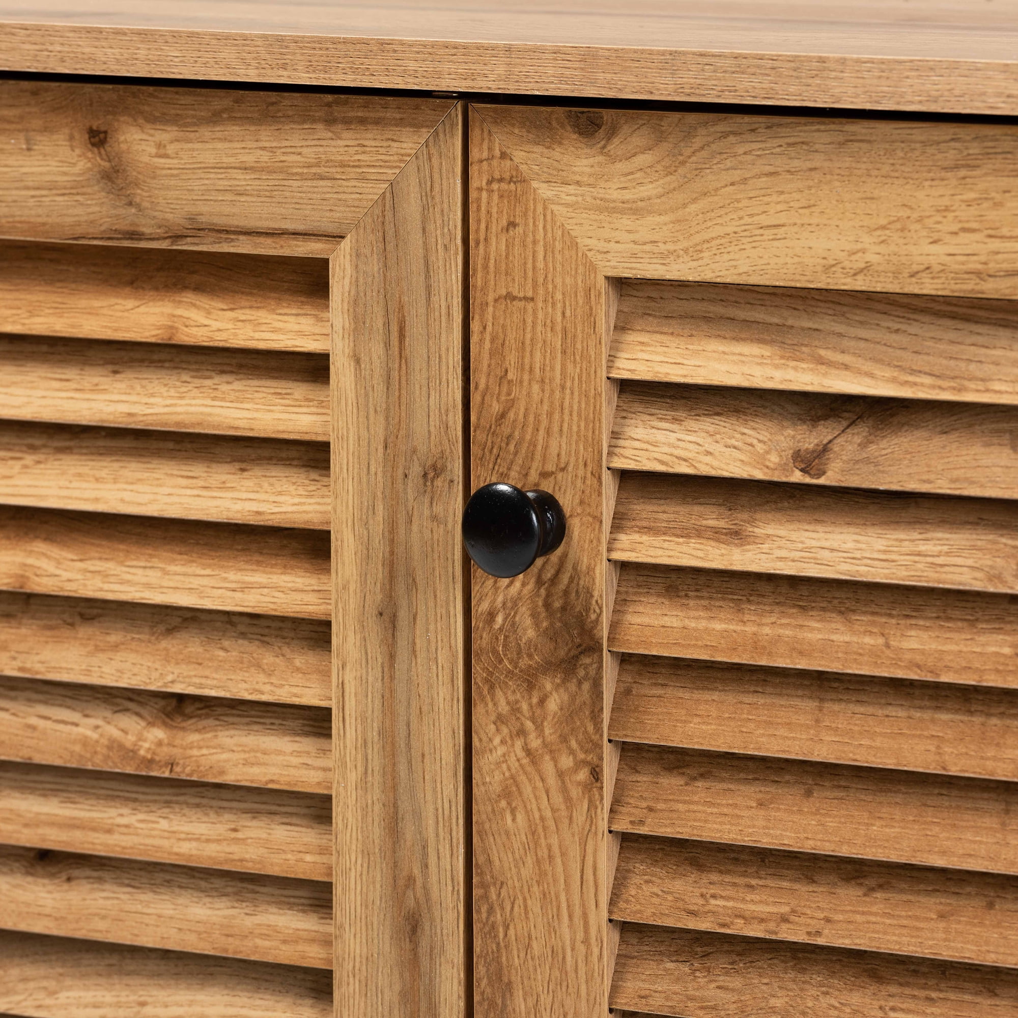 Baxton Studio Coolidge Modern and Contemporary Oak Brown Finished Wood 3-Door Shoe Storage Cabinet