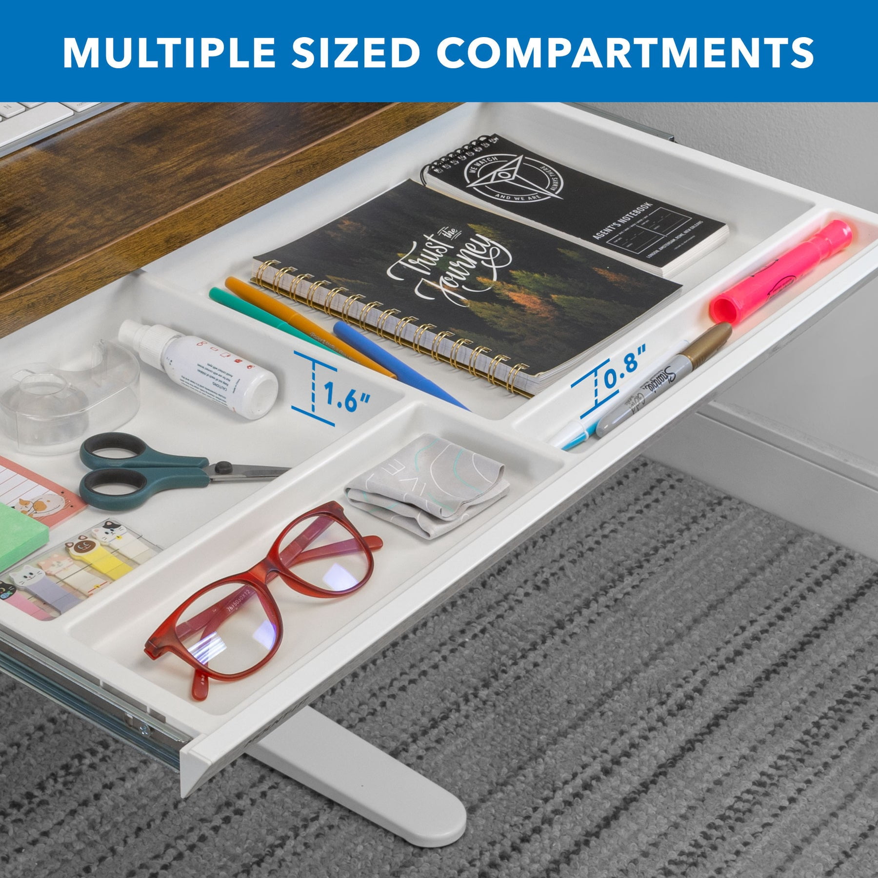 Mount-It! Under Desk Drawer - Deep, White