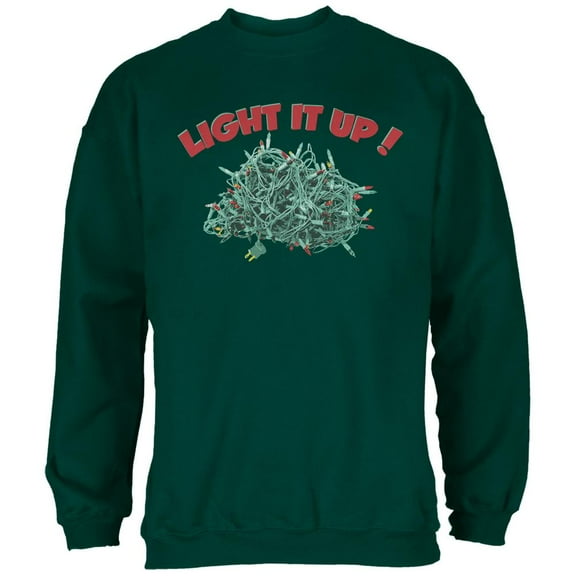 Christmas Light It Up Forest Green Adult Sweatshirt - Medium