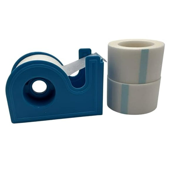 Soft Paper Non-Woven Microporous Self Adhesive Latex Free Waterproof Medical Surgical Tape 1" x 10 Yards, Set of 3 Rolls with One Dispenser Included