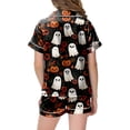 thumbnail image 4 of UAYOTSE Kids Collared Satin Pajama Set, Easy Button‑Front Short‑Sleeve Top and Sleep Shorts, Soft Loungewear for Girls All‑Season Use Size 8-9 Years, 4 of 5