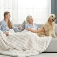 thumbnail image 2 of Cozy Bliss Faux Fur Throw Blanket for Couch, Fuzzy Soft Plush Thick Bubble Blanket for Sofa Bedroom Living Room, 50 * 60 Inches Tie-dye Taupe, 2 of 9