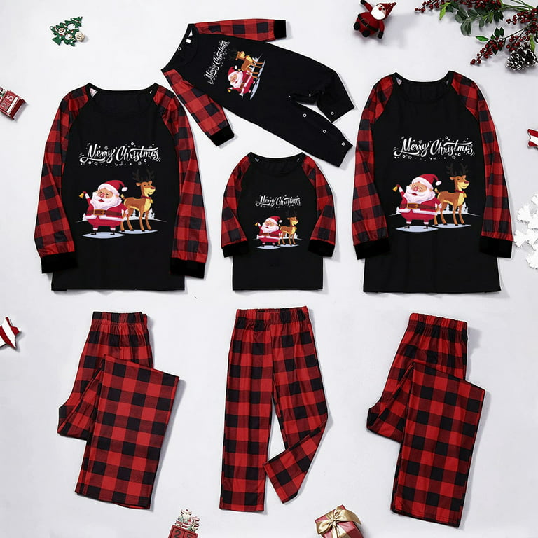 Navidad Familiar Pijama Mujer Invierno Conjunto A Juego, Lindo Top Con  ImpresióN + Pantalones A Cuadros, Pijamas De Vacaciones Para  Mujeres/Hombres/NiñOs/Parejas 
