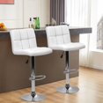 thumbnail image 2 of YRLLENSDAN Leather Adjustable Bar Stools with Back and Footrest Set of 2, Swivel Kitchen Counter Height Stools, Upholstered Armless Modern Dining Chairs, White, 2 of 7