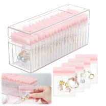 WuPing Clear Acrylic Jewelry Box with 20 Pcs PVC Jewelry Anti-Oxidation Sealed Bags for Earrings, Rings, Necklace