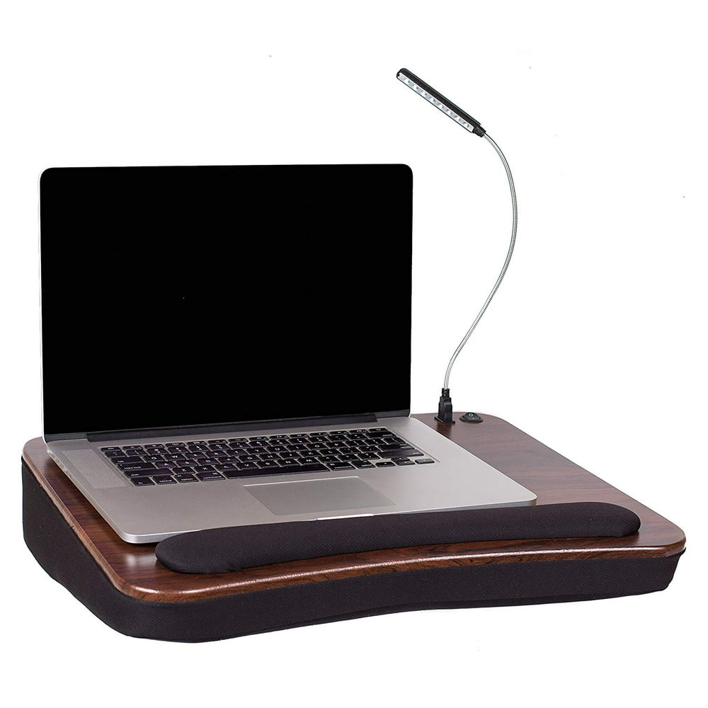 Sofia + Sam Wood Top Memory Foam Lap Desk with Wrist Rest and USB Light