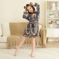 thumbnail image 3 of FORMRS Niños Bathrobe Unisex Hooded Robe Soft Plush Pajamas Sleepwear, Size 10-12T, Blue Geometric Eagle, 3 of 7