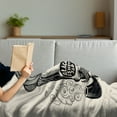 thumbnail image 3 of Indie Soft Flannel Fleece Throw Blanket, Hipster Gentleman Skull with Mustache and Eyeglasses with Inscription Vintage, Cozy Plush for Indoor and Outdoor Use, 70" x 90", Black Cream, by Ambesonne, 3 of 5