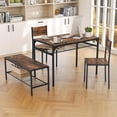 thumbnail image 6 of GVN Dining Room Table Set,Dining Table Set,Industrial Style Rectangular Kitchen Table with Bench and Chairs-Rustic Brown, 6 of 11