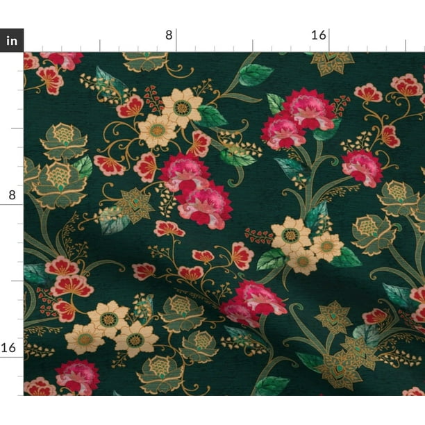 Bohemian Floral Vintage Teal Magenta Rococo Fabric Printed By Spoonflower Bty Walmart Com Walmart Com