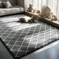 thumbnail image 6 of Pentantan 5ft x 8ft Shag Area Rugs for Living Room, Modern Grid Fluffy Bedroom Carpet, Gray & White, 6 of 8