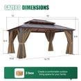 thumbnail image 2 of Clouddwell Pavillon à Toit Rigide 12 Pieds X 16 Pieds - Toit Double en Polycarbonate avec Moustiquaire et Rideaux pour Patio, Jardin, Protection Solaire, Brun, 2 of 5