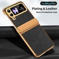 thumbnail image 3 of Dteck for Galaxy Z Flip 4 5G Plating PC Case,Shockproof Slim Anti-Slip Luxury Leather Cover with Hinge Protection Case for Samsung Galaxy Z Flip 4,Black, 3 of 7