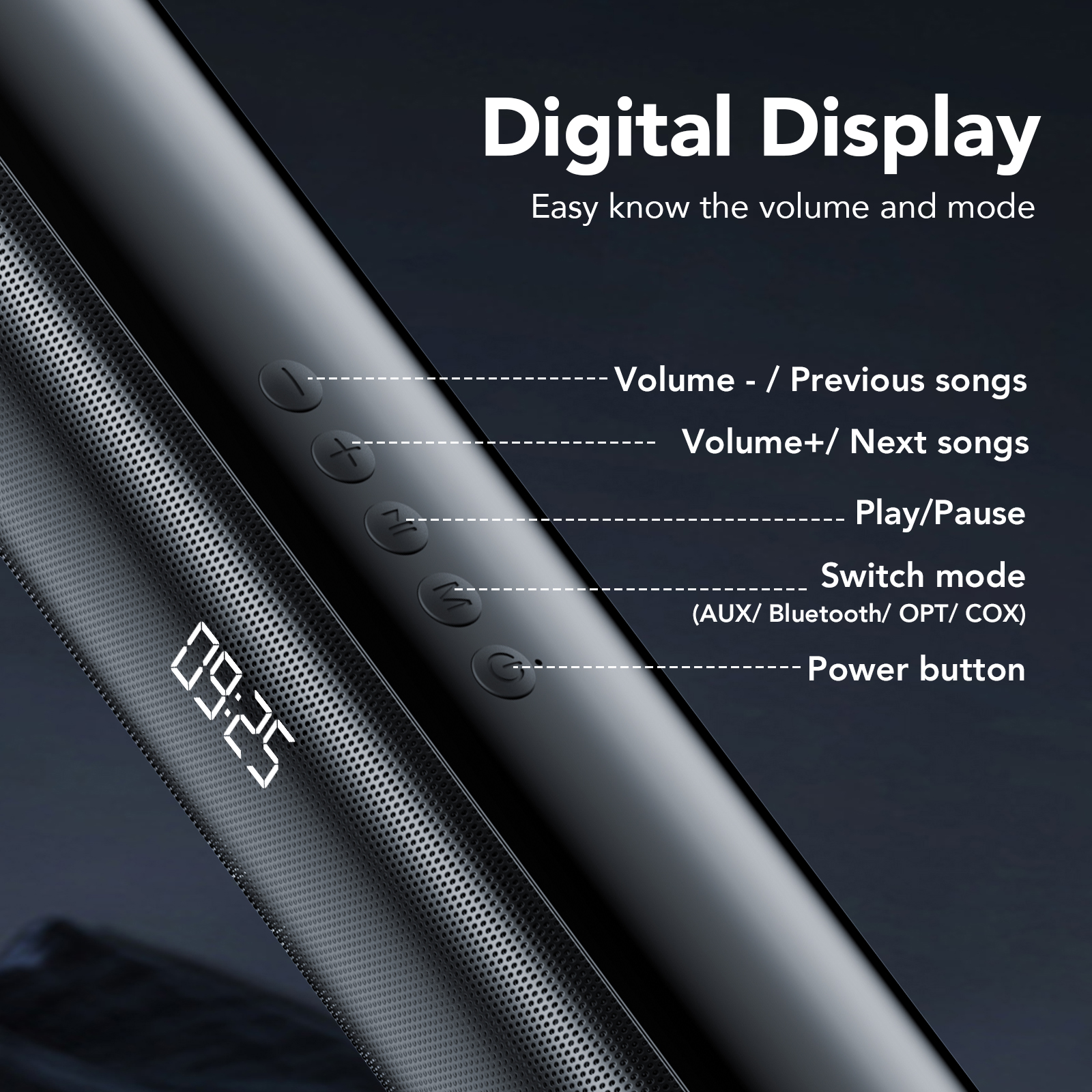 CASCHO 60W 2.1 Channel Sound Bar with Subwoofer Boost photo 8