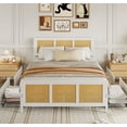 thumbnail image 1 of White Rattan Bed Frame with Headboard, Boho Cane Platform Queen Bed Frame with 4 Drawers, Strong Metal Slats Support, Noise Free, No Box Spring Needed, 1 of 8