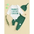 thumbnail image 2 of SUNSIOM Baby 3Pcs Irish Outfits Long Sleeve Romper + Shamrock Embroidery Pants + Hat Set Infant Clothes, 2 of 6