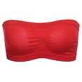 thumbnail image 2 of harmtty Women Solid Color Stretch Seamless Strapless Anti-slip Tube Top Bra Underwear,Red,, 2 of 8