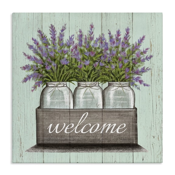 Stupell Industries Cottage Purple Lavender Florals in Jars Canvas Art, 17 x 17, by Elizabeth Tyndall