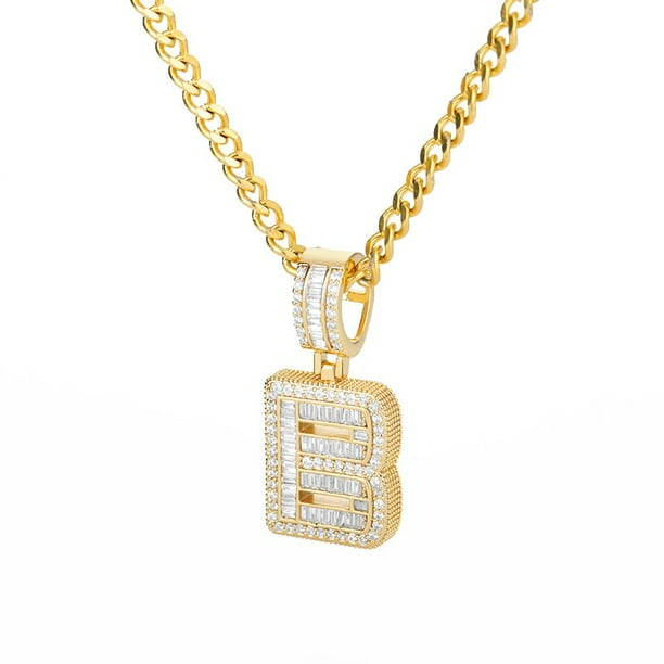 Collar con letras iniciales de Bling Savage para mujer, colgante de acero inoxidable 26 AZ, collar de cadena de hielo brillante, joyería de Hip Hop para hombres Tan Jianjun unisex