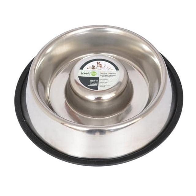 Iconic Pet - Bol en Acier Inoxydable à Alimentation Lente pour Chien Ou Chat - Grand - 48 oz