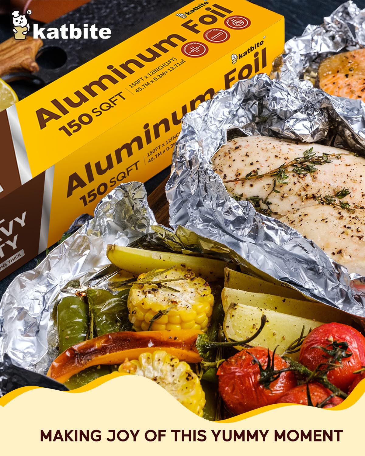Katbite Heavy Duty Aluminum Foil Roll, 12 Inch x 150 Feet photo 6