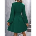 thumbnail image 2 of Women'S Elegant Dress V Neck Long Sleeve High Waist Swing Prom Cocktail Short Dresses Green M, 2 of 5
