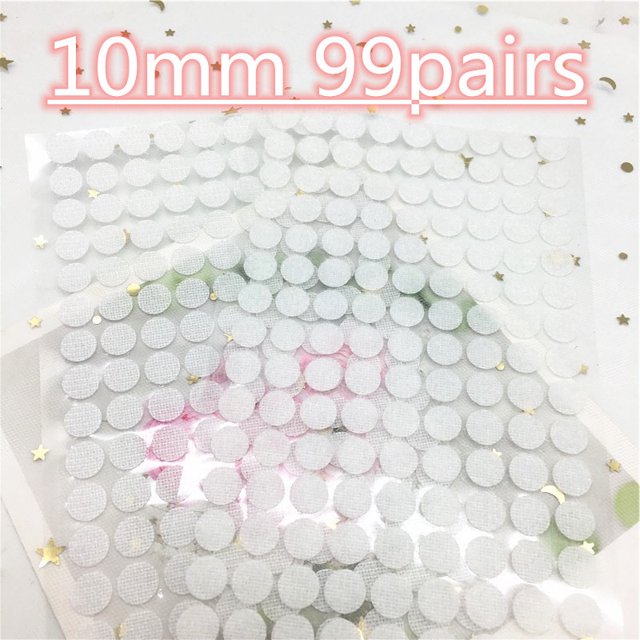 Wholesale 1roll Transparent White Dot Sticker Adhesive Fastener Tape Dot Hook and Loop Round Strong Self Adhesive Fastener Tape 10mm transpar99pairs Dot Sticker